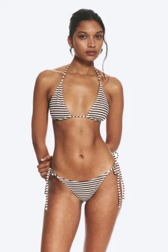 2er-Pack Bikini-Höschen mit Bindebändern – Schwarz + Braun/Weiß gestreift