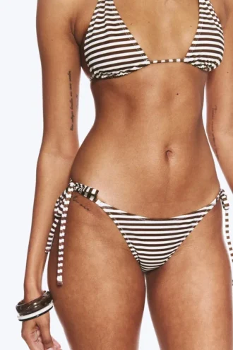 2er-Pack Bikini-Höschen mit Bindebändern – Schwarz + Braun/Weiß gestreift