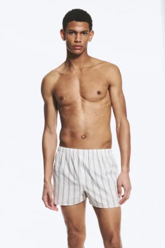 2er-Pack Boxershorts – Braun kariert & Weiß gestreift