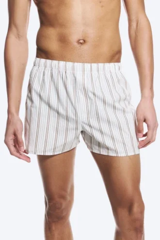 2er-Pack Boxershorts – Braun kariert & Weiß gestreift