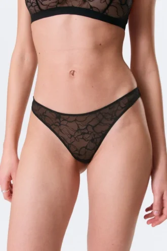 2er-Pack brasilianische Slips mit gewellter Spitze – Schwarz