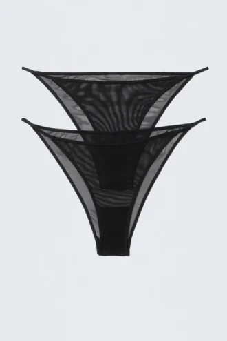 2er-Pack Brazilian-Slips aus Mesh – Schwarz
