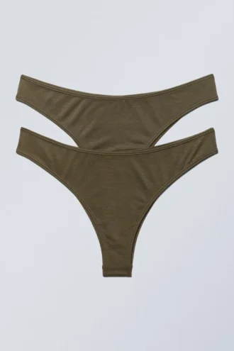 2er-Pack Cheeky Modal Brazilian Slips – Dunkelkhaki-Grün