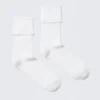 2er-Pack Crew-Socken mit gewelltem Rand – Weiß 2er-Pack Crew-Socken mit gewelltem Rand – Weiß