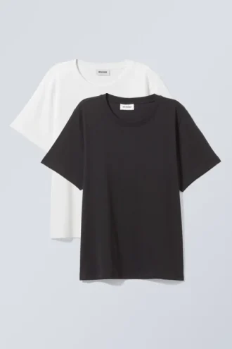 2er-Pack Essence Standard T-Shirt – Schwarz Weiß