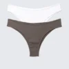 2er-Pack gerippte Brazilian-Slips – Weiß & Washed Grey 2er-Pack gerippte Brazilian-Slips – Weiß & Washed Grey