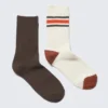 2er-Pack gerippte Crew-Socken – einfarbig braun & cremefarben mit Print 2er-Pack gerippte Crew-Socken – einfarbig braun & cremefarben mit Print
