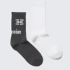 2er-Pack gerippte Socken mit Print – Uni-Weiß & Grau mit Print 2er-Pack gerippte Socken mit Print – Uni-Weiß & Grau mit Print