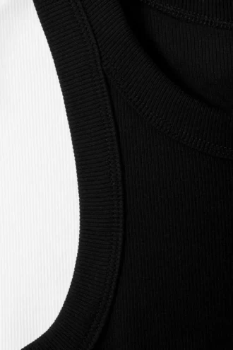 2er-Pack geripptes, figurbetontes Tanktop – Schwarz & Weiß