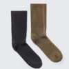 2er-Pack gewaschene Crew-Socken – Dunkelblau & Beige 2er-Pack gewaschene Crew-Socken – Dunkelblau & Beige