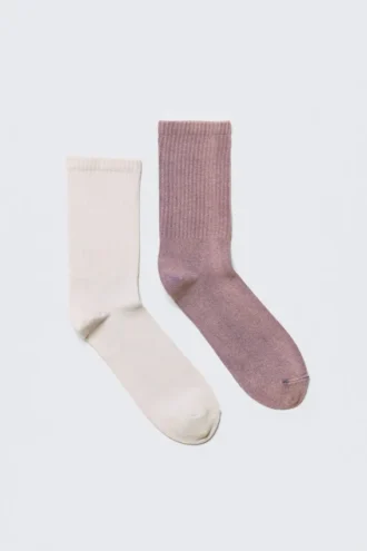 2er-Pack gewaschene Crew-Socken – Hellstaubgrau
