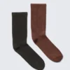 2er-Pack gewaschene Crew-Socken – Schwarz & Rot 2er-Pack gewaschene Crew-Socken – Schwarz & Rot