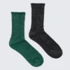 2er-Pack Glitzer-Socken mit Rüschenrand – Grün & Schwarz – Glitzer 2er-Pack Glitzer-Socken mit Rüschenrand – Grün & Schwarz – Glitzer