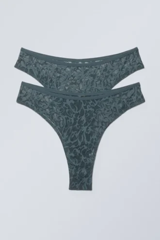 2er-Pack Lucy Brazilian-Slips mit mittlerer Taillenhöhe – Petrol