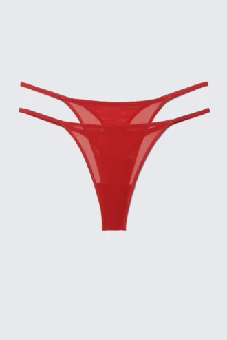 2er-Pack Mid-Rise-Mesh-Tangas – Leuchtend Rot