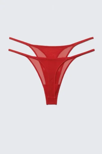 2er-Pack Mid-Rise-Mesh-Tangas – Leuchtend Rot