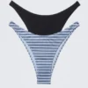 2er-Pack Mini-Bikini-Höschen im brasilianischen Schnitt – schwarz-blau gestreift 2er-Pack Mini-Bikini-Höschen im brasilianischen Schnitt – schwarz-blau gestreift