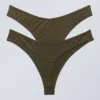 2er-Pack Modal-Tangas mit niedriger Taille – Dunkelkhaki-Grün 2er-Pack Modal-Tangas mit niedriger Taille – Dunkelkhaki-Grün