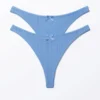 2er-Pack Pearl Low-Rise-Tangas – Dusty Blue