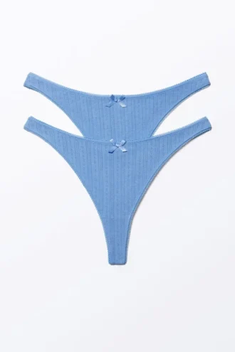 2er-Pack Pearl Low-Rise-Tangas – Dusty Blue