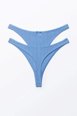 2er-Pack Pearl Low-Rise-Tangas – Dusty Blue