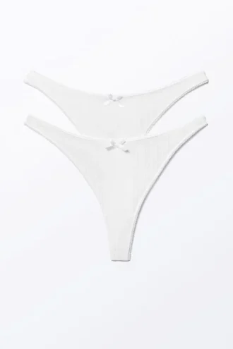 2er-Pack Pearl Low-Rise-Tangas – Weiß