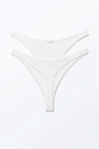 2er-Pack Pearl Low-Rise-Tangas – Weiß