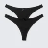 2er-Pack Pointelle-Baumwoll-Tangas – Schwarz 2er-Pack Pointelle-Baumwoll-Tangas – Schwarz