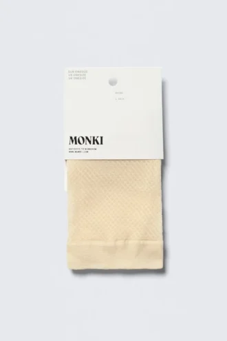 2er-Pack Pointelle-Netz-Crew-Socken – Dusty White