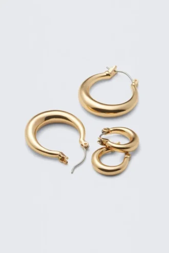 2er-Pack polierte Creolen – Gold