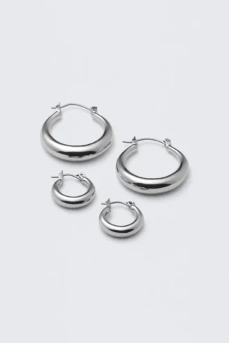 2er-Pack polierte Creolen – Silber