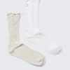 2er-Pack Reverse Crew Socken – Dusty Grey & Weiß 2er-Pack Reverse Crew Socken – Dusty Grey & Weiß
