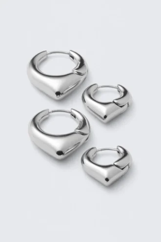 2er-Pack sanft spitz zulaufende Creolen – Silber
