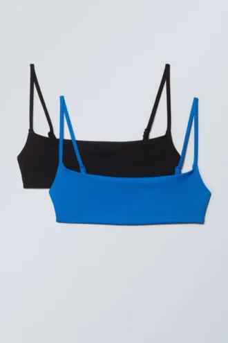 2er-Pack Scoop-Bikini-Oberteile – Schwarz & Blau