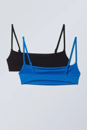 2er-Pack Scoop-Bikini-Oberteile – Schwarz & Blau