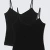 2er-Pack Slim-Fit-Baumwoll-Unterhemd mit V-Ausschnitt – Schwarz 2er-Pack Slim-Fit-Baumwoll-Unterhemd mit V-Ausschnitt – Schwarz