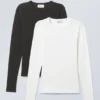 2er-Pack Slim-Fit-Langarmshirts – Schwarz & Weiß 2er-Pack Slim-Fit-Langarmshirts – Schwarz & Weiß