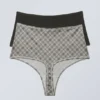 2er-Pack Soul Soft High Rise Tangas – Dunkelgrau/Kariert Greige