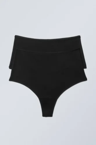 2er-Pack Soul Soft High Rise Tangas – Schwarz