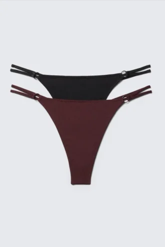 2er-Pack Tanga-Slips – Burgunderrot