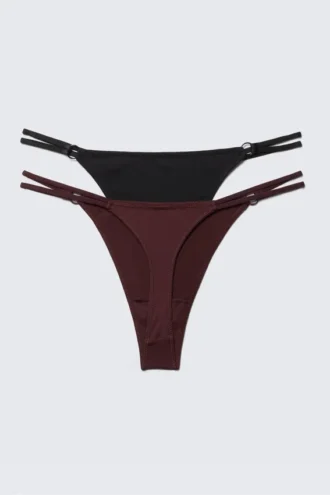 2er-Pack Tanga-Slips – Burgunderrot
