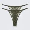 2er-Pack transparente Spitzen-Tangas – Dunkelkhaki-Grün 2er-Pack transparente Spitzen-Tangas – Dunkelkhaki-Grün
