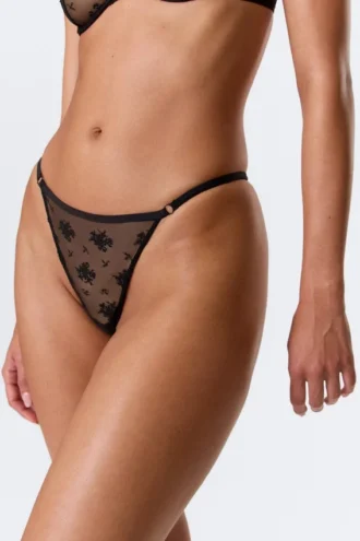2er-Pack transparente Spitzen-Tangas – Schwarz