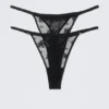 2er-Pack transparente Spitzen-Tangas – Schwarz 2er-Pack transparente Spitzen-Tangas – Schwarz