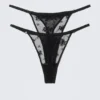 2er-Pack transparente Spitzen-Tangas – Schwarz 2er-Pack transparente Spitzen-Tangas – Schwarz