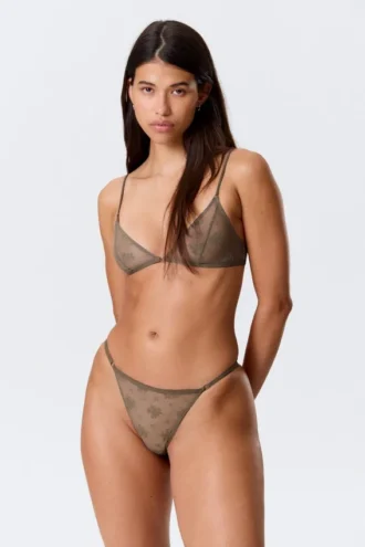 2er-Pack transparente Spitzen-Tangas – Staubgrau