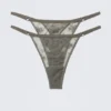 2er-Pack transparente Spitzen-Tangas – Staubgrau 2er-Pack transparente Spitzen-Tangas – Staubgrau
