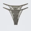 2er-Pack transparente Spitzen-Tangas – Staubgrau 2er-Pack transparente Spitzen-Tangas – Staubgrau