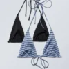 2er-Pack Triangel-Bikini-Oberteile mit Trägern – Schwarz-blau gestreift 2er-Pack Triangel-Bikini-Oberteile mit Trägern – Schwarz-blau gestreift