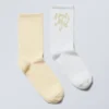 2er-Pack weiche Socken mit Print – Gelb & Weiß 2er-Pack weiche Socken mit Print – Gelb & Weiß